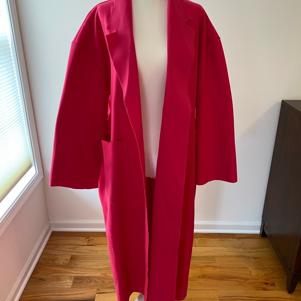 Boohoo Hot Pink Long Trench Coat - Picture 7 of 9